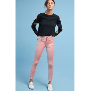 Anthropologie Pilcro High Rise Pink Velvet Jeans